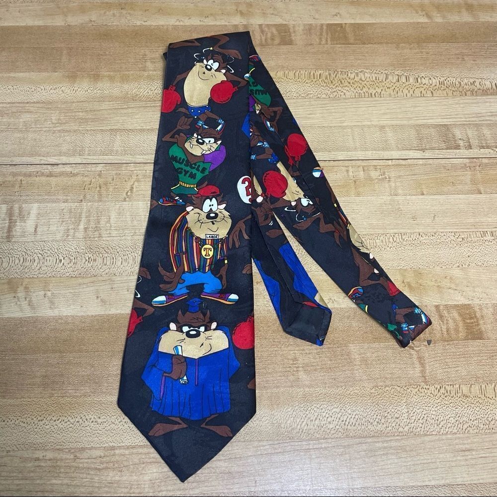 Looney Tunes Vintage Taz Tie, 1993 Graduate Rapper Gym Boxer Caveman Tasmanian